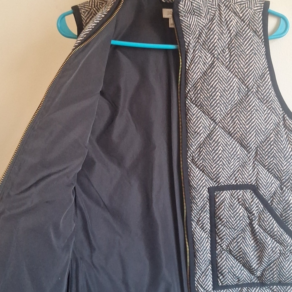 J.Crew Excursion Quilted Puffer Vest XS Black White Herringbone 90s Old Money - Picture 7 of 8